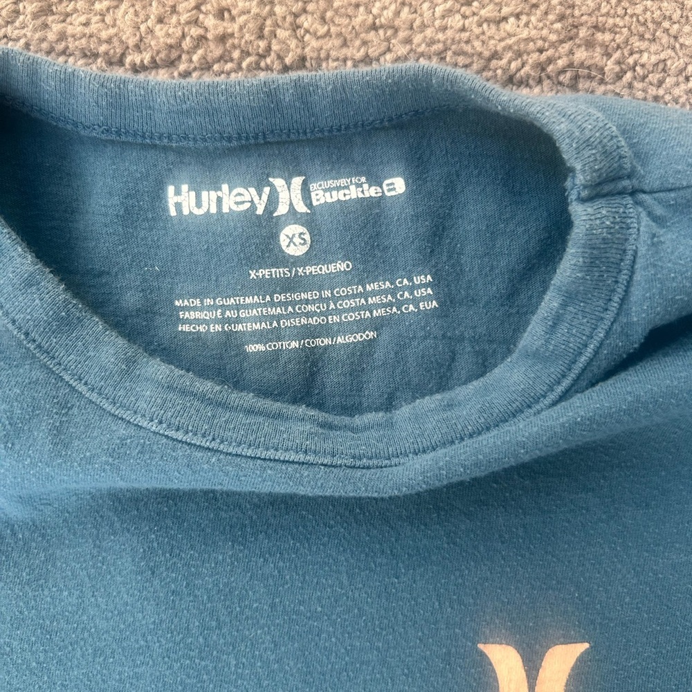 Hurley Blue Long Sleeve Graphic Shirt | Pink Logo Detail | Buckle Exclusive | XS - Picture 3 of 7